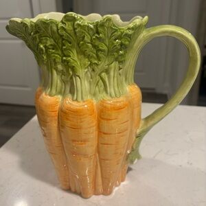 Vintage Fitz & Floyd Carrot Bunch Pitcher 9" tall 1 QT